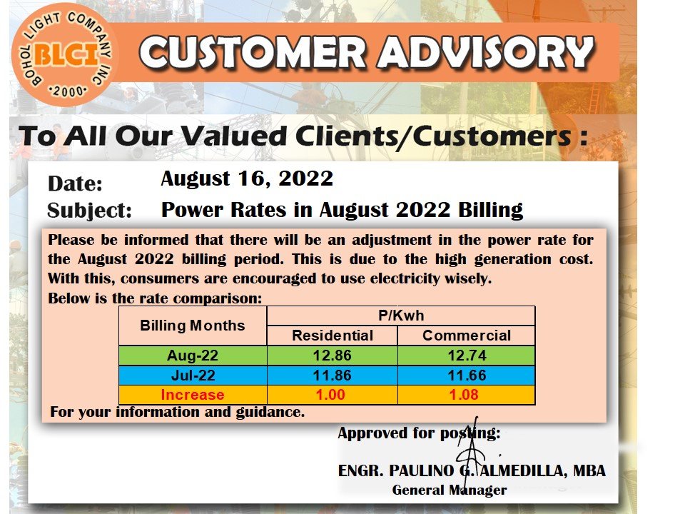 Power Rates in August 2022 Billing