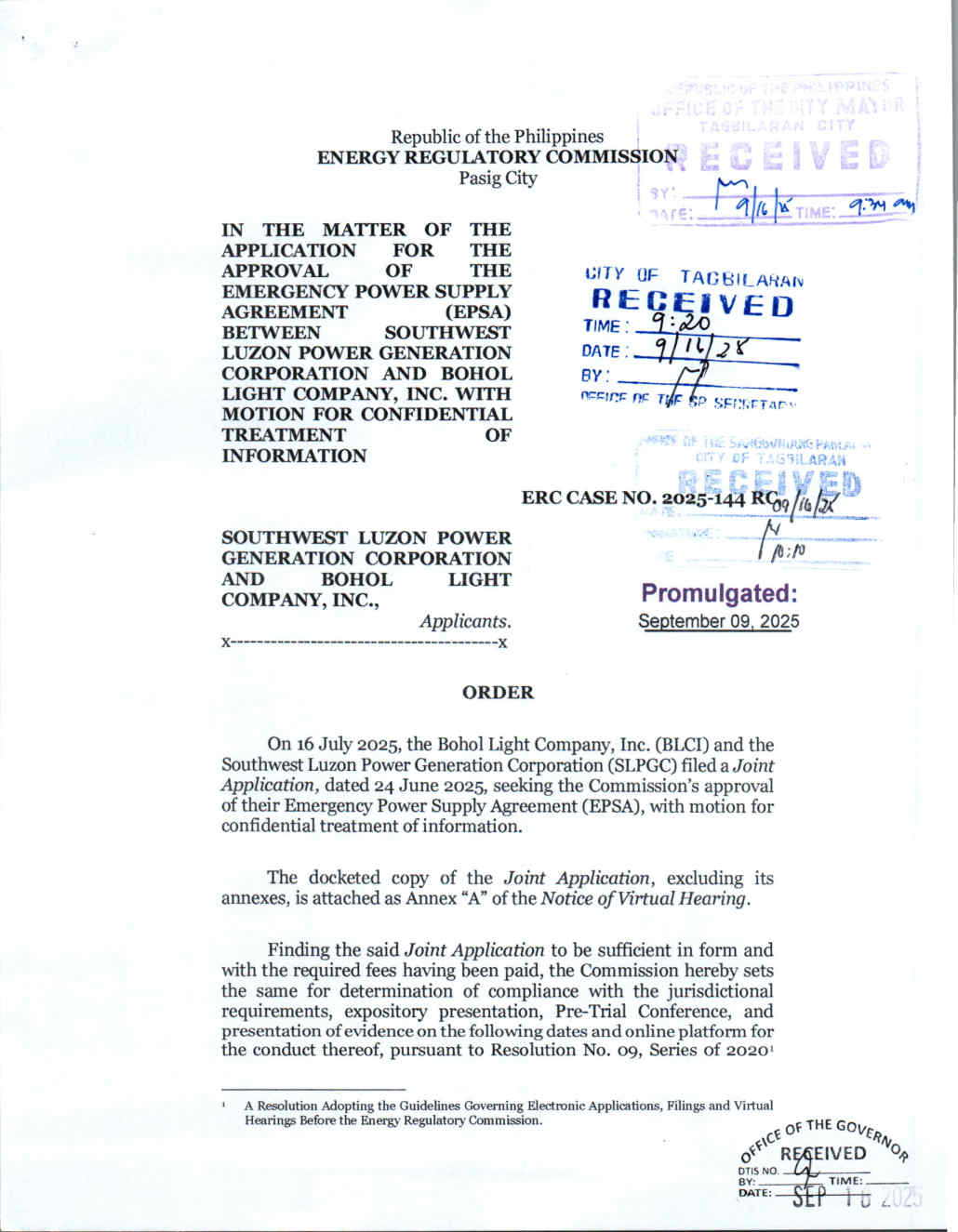 Notice of Virtual Hearing ERC Case No. 2025-144 RC